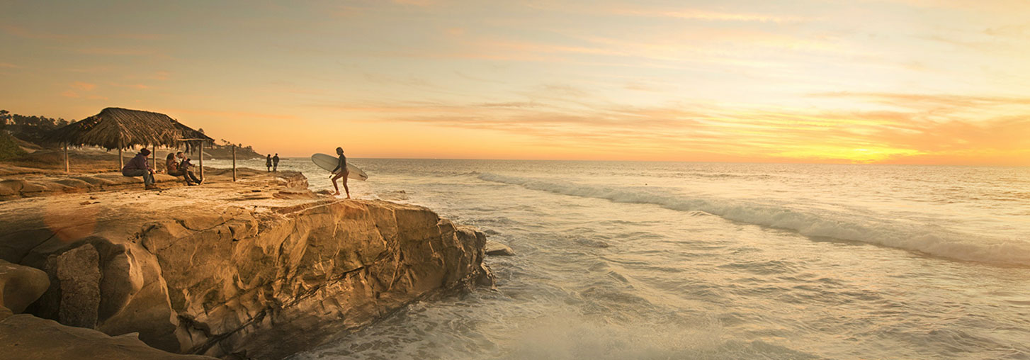 Sunset surf in San Diego